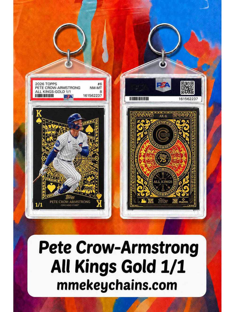 9999 Pete Crow-Armstrong 2026 All Kings Gold 1/1 Custom Acrylic Photo Keychain